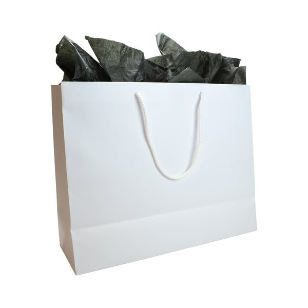 Large - Matt White Laminated European Gift Bag - 50 Pack - PackQueen