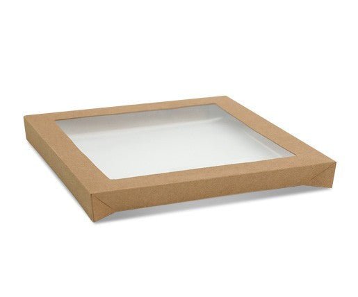 LARGE Rectangle Kraft Window Lid ONLY (Suitable for 270-CTL, 270-BCTL, 700-21163, 700-21166) [TRAY SOLD SEPARATELY] - PackQueen