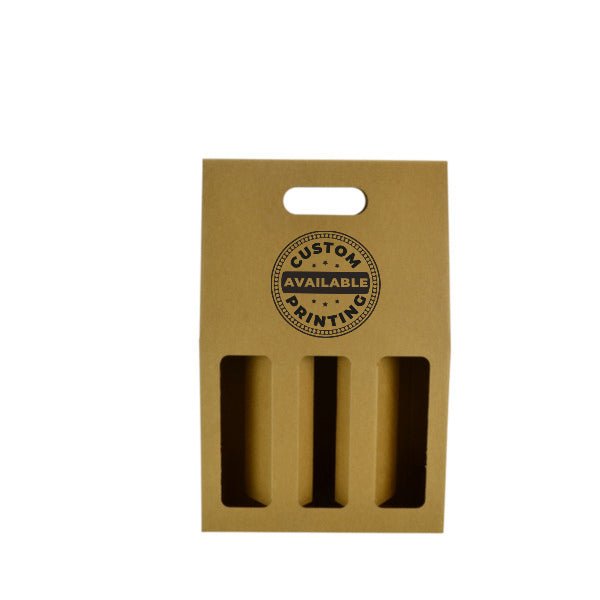One Piece 3 Bottle Gable Top Wine Box with Window 19273 - PackQueen