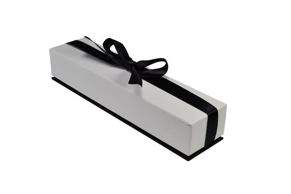Rigid Cardboard Bracelet Jewellery Box - Black & White with Bow - PackQueen