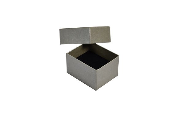 Rigid Cardboard Standard Small Jewellery Box for Rings, Earrings, Pendants or Hoops - Metallic Silver - PackQueen