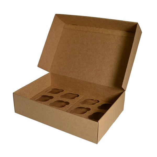 SAMPLE 12 Cupcake Box Mailer 28857 with Optional Insert (Please see 700-28858-12) - Kraft Brown (MTO) - PackQueen