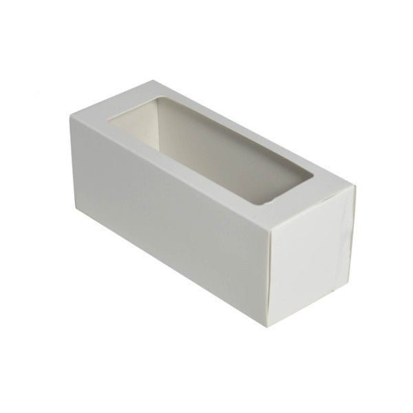 SAMPLE - 5 Macaroon Pack with Slide over Window cover - Gloss White Paperboard (285gsm) - PackQueen