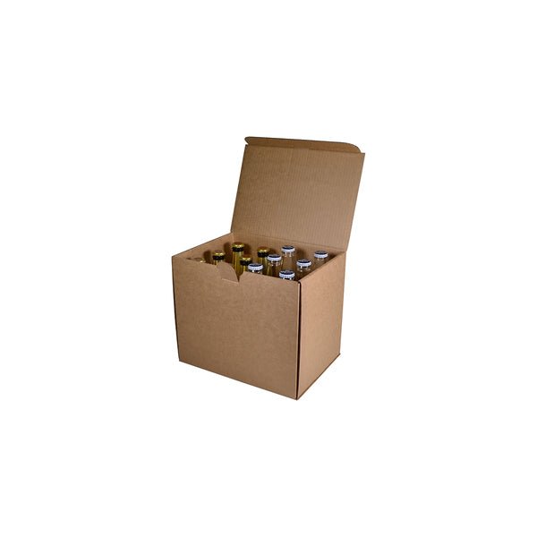 SAMPLE - B FLUTE - 12 Beer Bottle Shipping Box (insert sold separately) - Kraft Brown - PackQueen