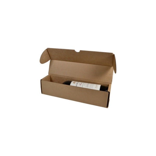 SAMPLE - B Flute - One Piece 330mm One Piece Wine Gift Box 24649 - Kraft Brown - PackQueen