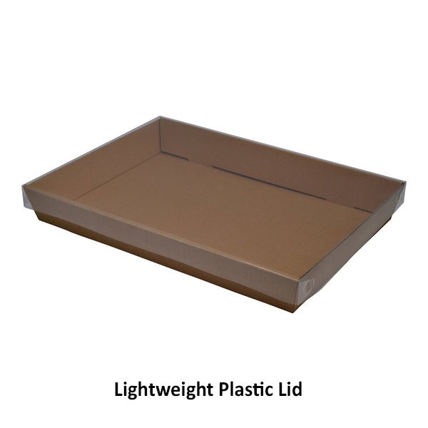 SAMPLE - Brown Catering Tray - Medium 50mm High with optional lid - PackQueen