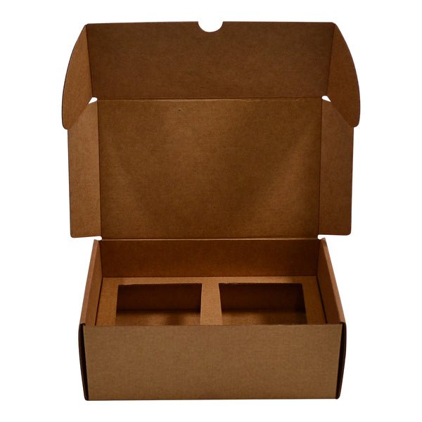SAMPLE - Candle 2 Oxford/Cambridge Jar Pack Medium Wood with Insert- Kraft Brown - PackQueen