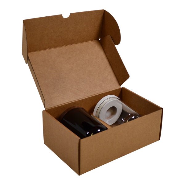 SAMPLE - Candle 2 Oxford/Cambridge Jar Pack Medium Wood with Insert- Kraft Brown - PackQueen