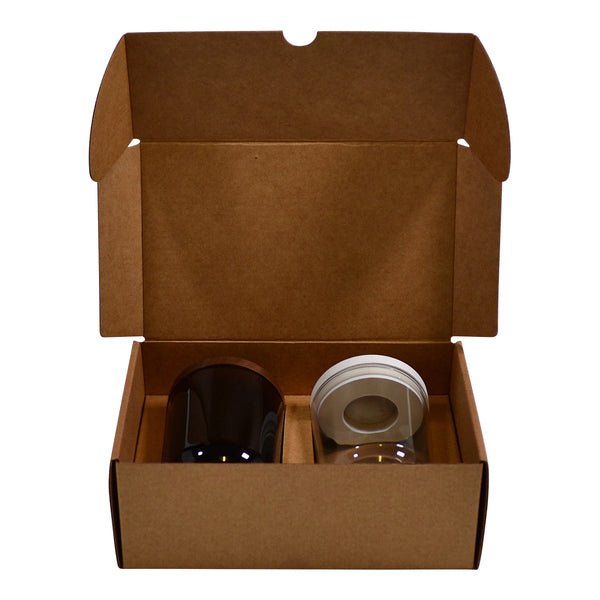 SAMPLE - Candle 2 Oxford/Cambridge Jar Pack Medium Wood with Insert- Kraft Brown - PackQueen