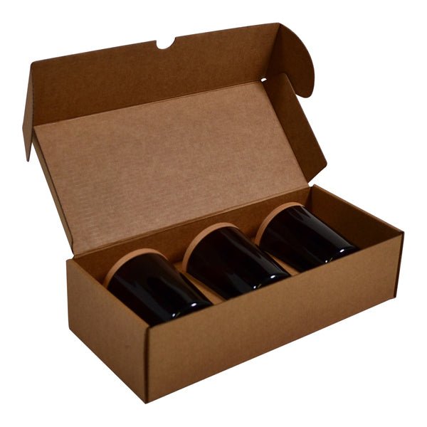 SAMPLE - Candle 3 Oxford/Cambridge Jar Pack Small Wood with Insert - Kraft Brown - PackQueen