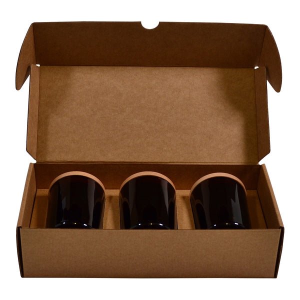 SAMPLE - Candle 3 Oxford/Cambridge Jar Pack Small Wood with Insert - Kraft Brown - PackQueen