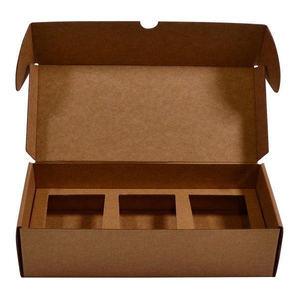 SAMPLE - Candle 3 Oxford/Cambridge Jar Pack Small Wood with Insert - Kraft Brown - PackQueen