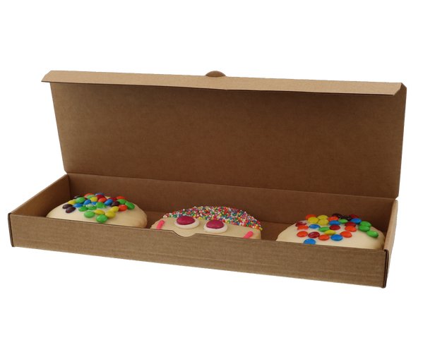SAMPLE - Cardboard Three Cookie Box - Kraft Brown - PackQueen