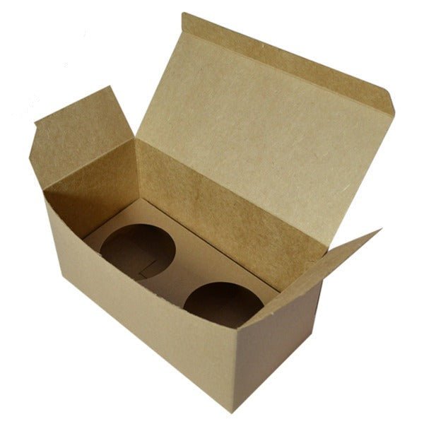 SAMPLE - Double Cupcake Box - Kraft Brown Paperboard (285gsm) - PackQueen