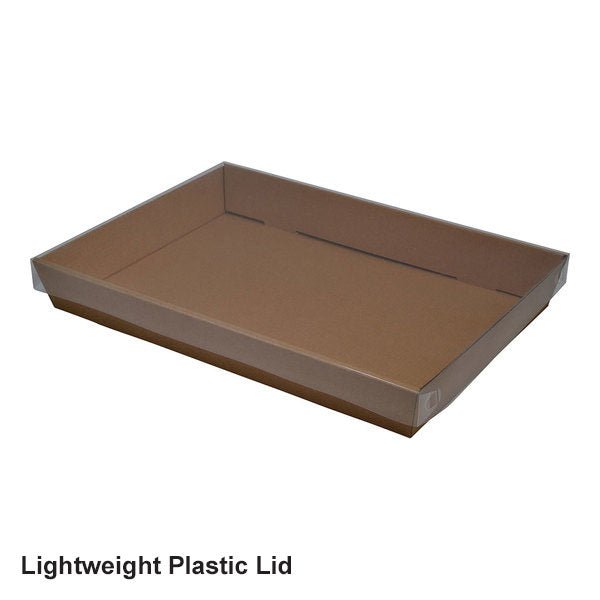 SAMPLE - E Flute - 50mm High Medium Rectangle Catering Tray - Kraft Brown (lid sold separately) - PackQueen