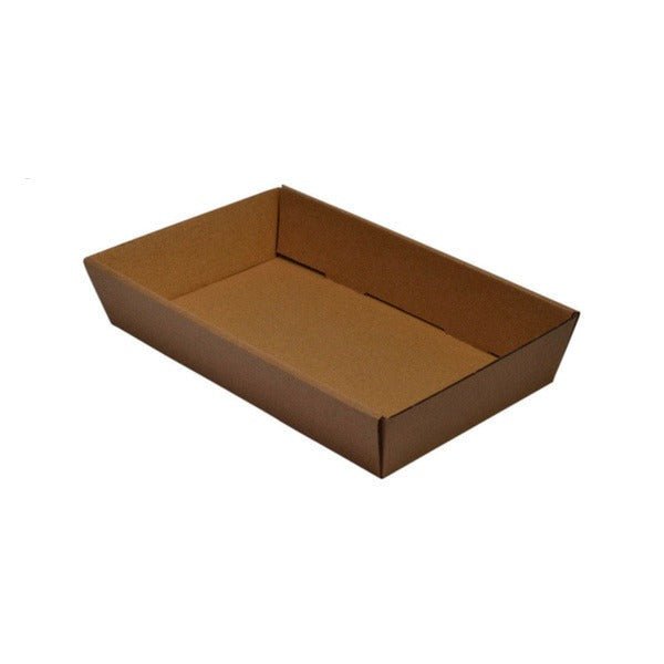 SAMPLE - E Flute - 50mm High Small Rectangle Catering Tray - Kraft Brown (lid sold separately) - PackQueen