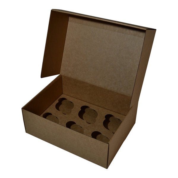 SAMPLE - E Flute - 6 Cupcake Box Mailer 28856 with Optional Insert (Please see 700-28858-6) - Kraft Brown - PackQueen