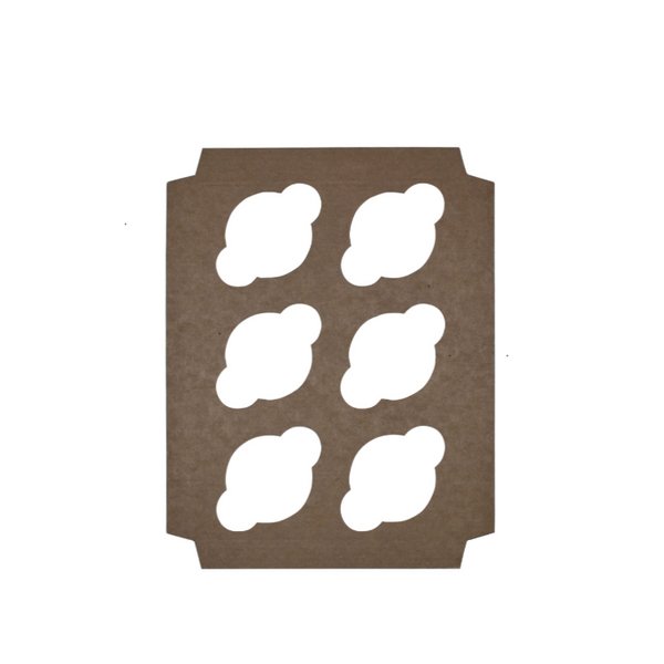 SAMPLE - E flute - 6 Cupcake Box Mailer Insert 28858 - Box Sold Separately (Please see 700-28856) - Kraft Brown - PackQueen