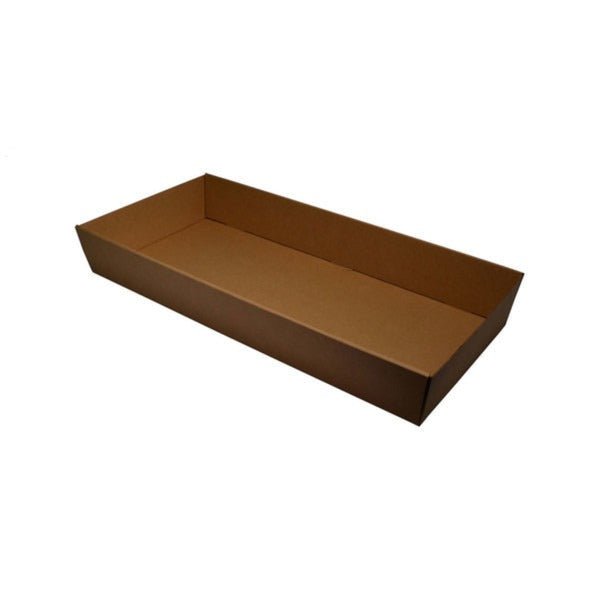 SAMPLE - E Flute - 80mm High Large Rectangle Catering Tray - Kraft Brown (lid sold separately) - PackQueen