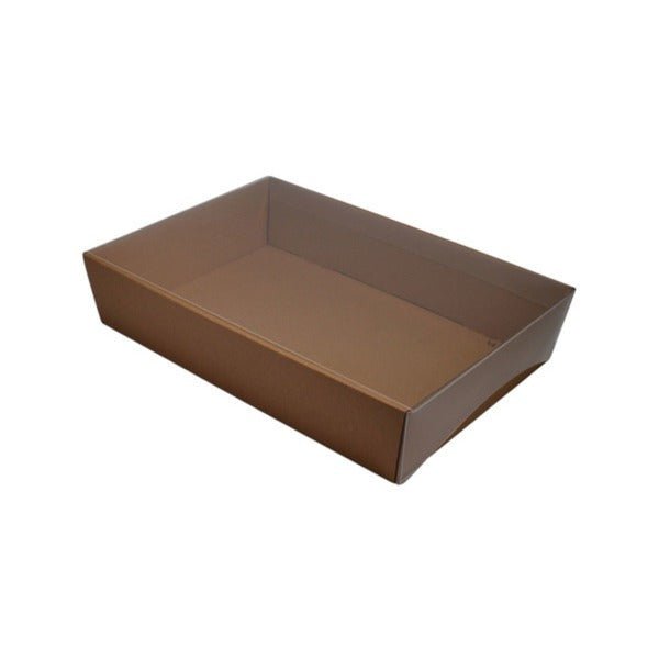 SAMPLE - E Flute - 80mm High Medium Rectangle Catering Tray - Kraft Brown (lid sold separately) - PackQueen