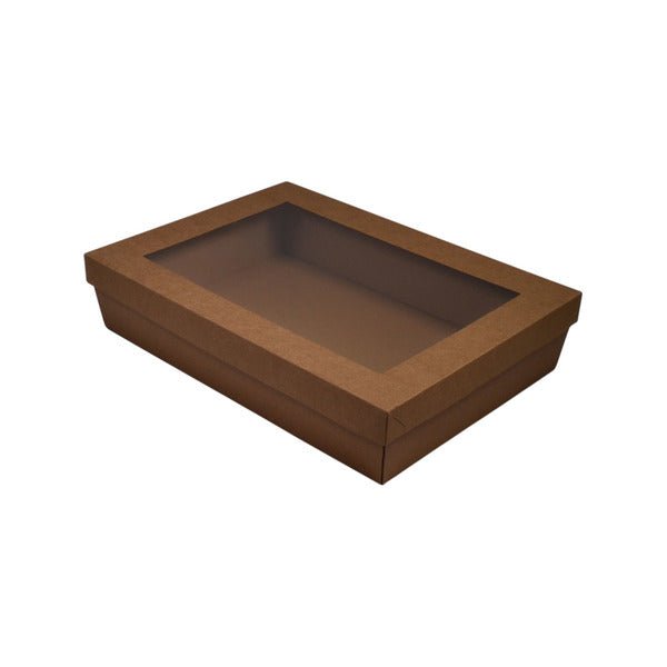 SAMPLE - E Flute - 80mm High Medium Rectangle Catering Tray - Kraft Brown (lid sold separately) - PackQueen