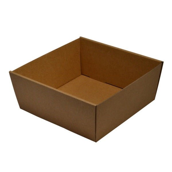 SAMPLE - E Flute - 80mm High Medium Square Catering Tray - Kraft Brown (lid sold separately) - PackQueen