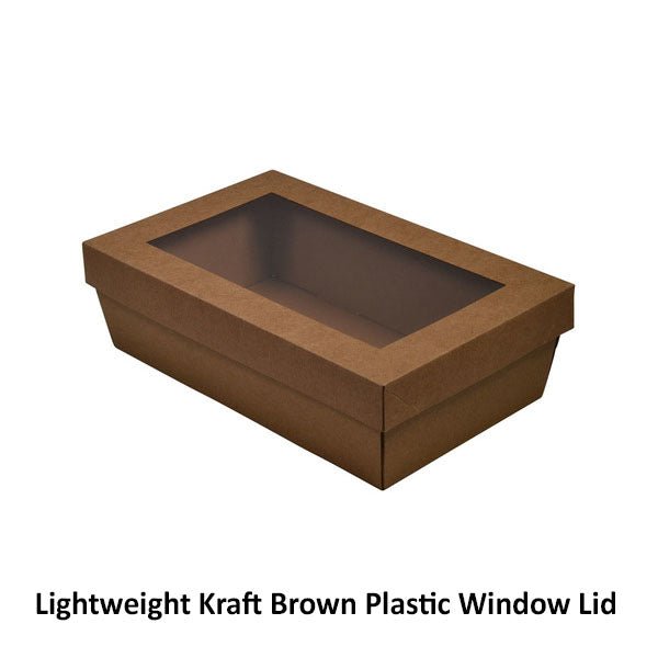 SAMPLE - E Flute - 80mm High Small Rectangle Catering Tray - Kraft Brown (lid sold separately) - PackQueen