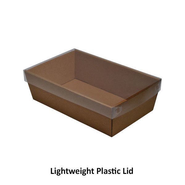 SAMPLE - E Flute - 80mm High Small Rectangle Catering Tray - Kraft Brown (lid sold separately) - PackQueen