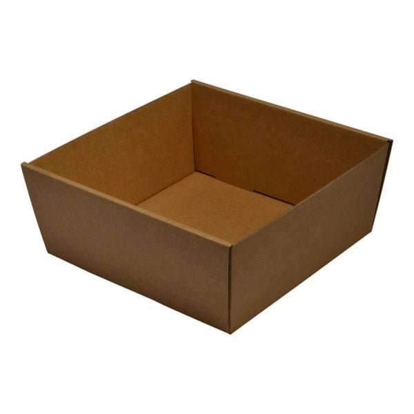 SAMPLE - E Flute - 80mm High Small Square Catering Tray - Kraft Brown (lid sold separately) - PackQueen