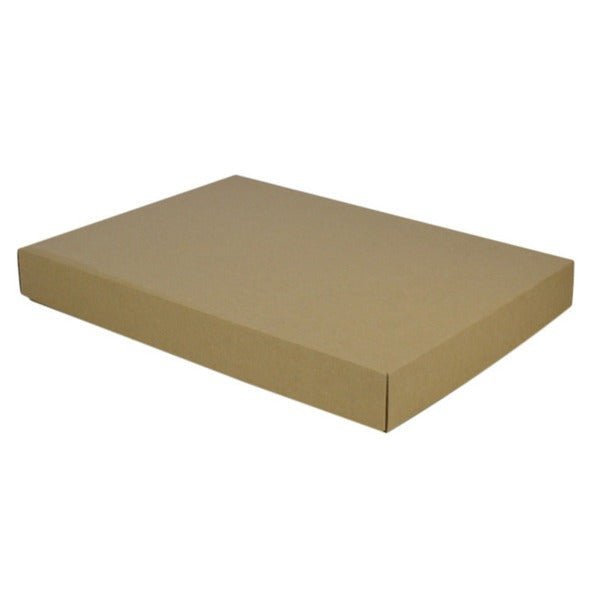 SAMPLE - E Flute - A3 Two Piece Cardboard Gift Box (Base & Lid) - 50mm High - Kraft Brown - PackQueen