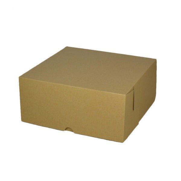 SAMPLE - E Flute - Cardboard Cake Box 10 x 10 x 4 inches - Kraft Brown - PackQueen