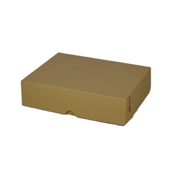 SAMPLE - E Flute - Cardboard Cake Box 10 x 8 x 2.5 inches - Kraft Brown - PackQueen