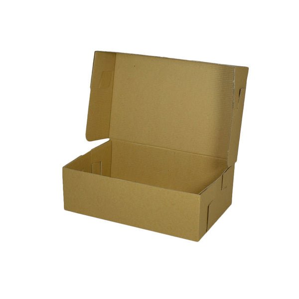 SAMPLE - E Flute - Cardboard Cake Box 11 x 7 x 3.5 inches - Kraft Brown - PackQueen