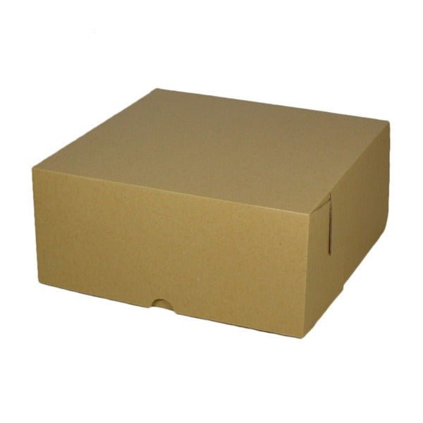 SAMPLE - E Flute - Cardboard Cake Box 12 x 12 x 5 inches - Kraft Brown - PackQueen