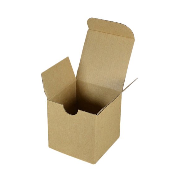 SAMPLE - E Flute - Cardboard Candle Box/Jam Box (100mm Cube) - Kraft Brown - PackQueen