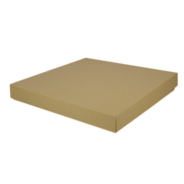 SAMPLE - E Flute - Extra Large Square Cardboard Gift Box (Base & Lid) - 50mm High - Kraft Brown - PackQueen