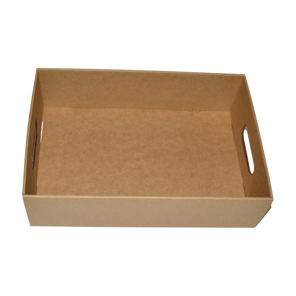 SAMPLE - E Flute - Large Gourmet Hamper Display Tray with Hand Holds 25164 - Kraft Brown (Outer Box Sold Separately) - PackQueen