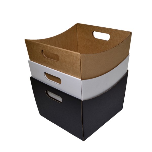 SAMPLE - E Flute - Large Luxe Cardboard Hamper Tray - Kraft Brown - PackQueen