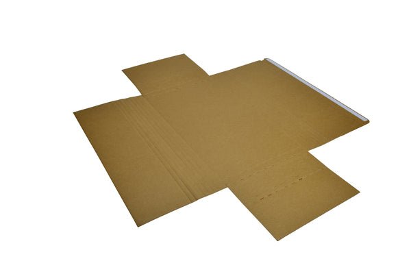 SAMPLE - E Flute - One Piece A4 Multi Crease Mailer with Peal & Seal Tape (Creases at 15/25/35/45/55) - Kraft Brown - PackQueen