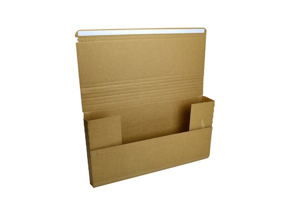 SAMPLE - E Flute - One Piece A5 Multi Crease Mailer with Peal & Seal Tape (Creases at 15/25/35/45/55) - Kraft Brown - PackQueen