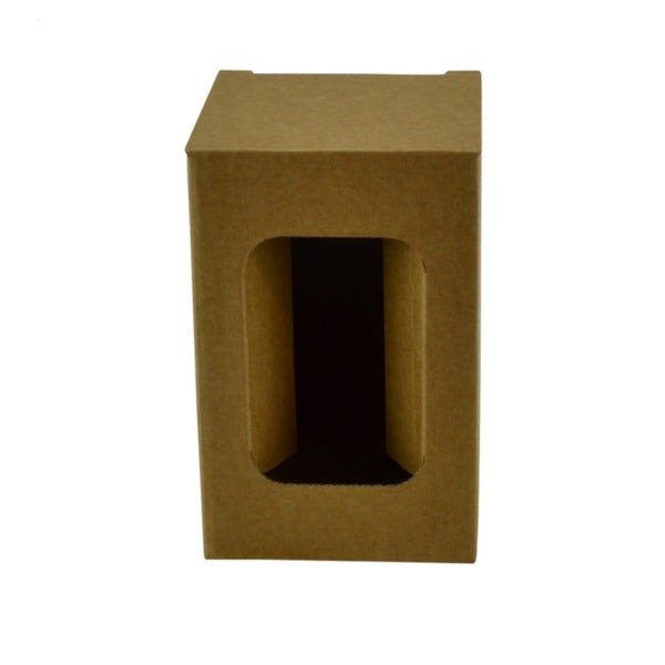 SAMPLE - E Flute - One Piece Short White Red Single Glass Gift Box 19291 - Kraft Brown - PackQueen