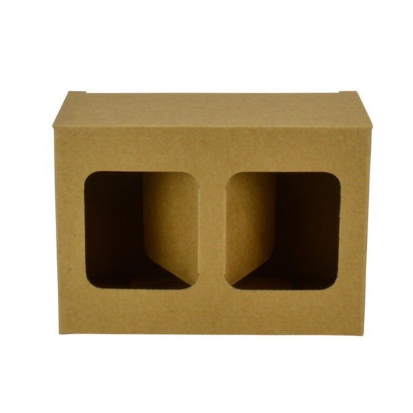 SAMPLE - E Flute - One Piece Two Red Wine Short Glass Gift Box 19287 - Kraft Brown - PackQueen
