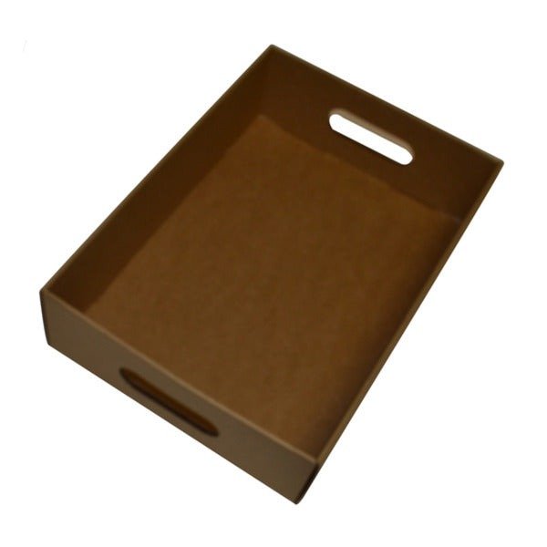 SAMPLE - E Flute - Small Gourmet Hamper Display Tray With Hand Holds 25163 - Kraft Brown (Outer Box Sold Separately) - PackQueen