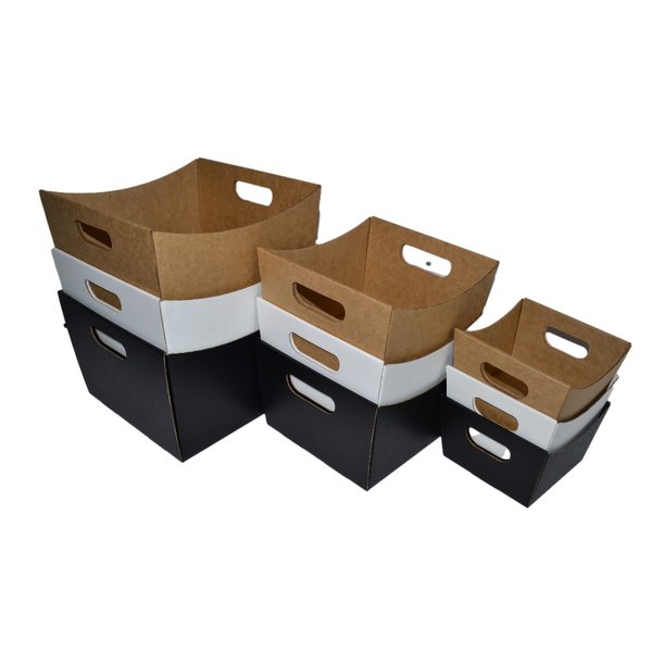 SAMPLE - E Flute - Small Luxe Cardboard Hamper Tray - Kraft Brown - PackQueen