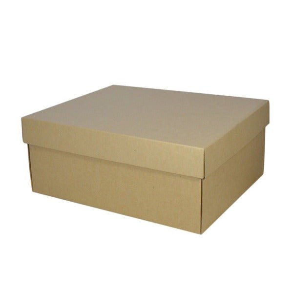 SAMPLE - E Flute - Two Piece Rectangle Boot Cardboard Gift Box (Base & Lid) - Kraft Brown - PackQueen