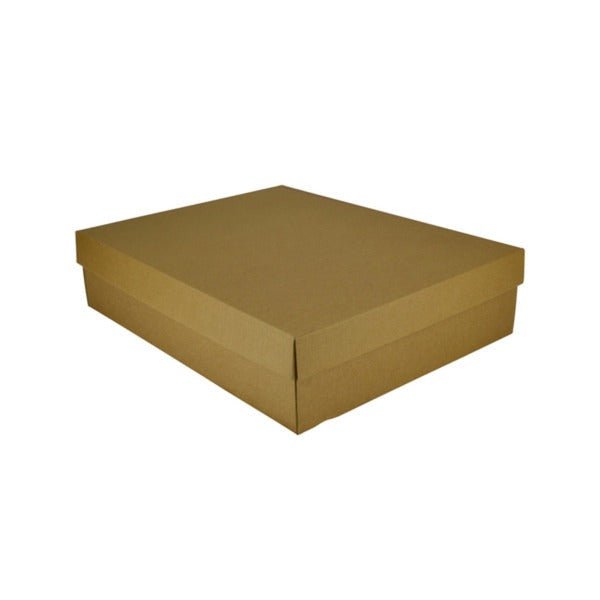 SAMPLE - E Flute - Two Piece Rectangle Cardboard Gift Box 19284 (Base & Lid) - Kraft Brown - PackQueen