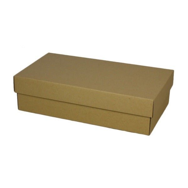 SAMPLE - E Flute - Two Piece Rectangle Cardboard Gift Box (Base & Lid) - Kraft Brown - PackQueen