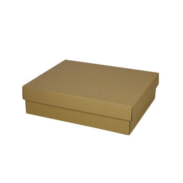 SAMPLE - E Flute - Two Piece Rectangle Cardboard Gift Box (Base & Lid) - Kraft Brown - PackQueen