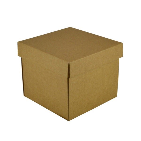 SAMPLE - E Flute - Two Piece Square Cardboard Gift Box 19277 (Base & Lid) - Kraft Brown - PackQueen
