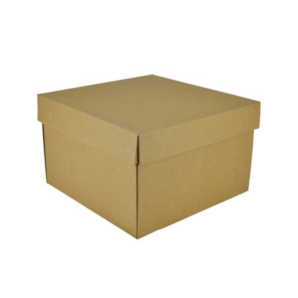 SAMPLE - E Flute - Two Piece Square Cardboard Gift Box 19279 (Base & Lid) - Kraft Brown - PackQueen
